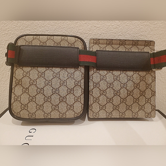 LIKE NEW- Gucci Double Web Belt Bag - Picture 6 of 16
